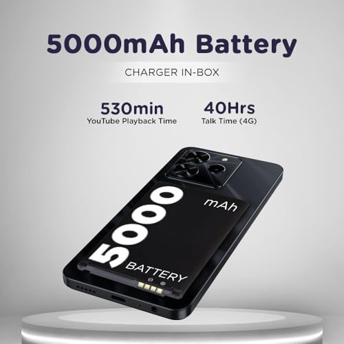 Lava O3 Pro Glossy Black 4 GB RAM 128 GB Storage Bigger 656 HD Display  50 MP AI Triple Rear Camera  8 MP Front Camera 5000 mAh Battery  10W Charging  Charger in Box
