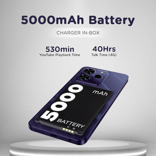 Lava Yuva 4 Glossy Purple 4 GB RAM 128 GB Storage Bigger 656 HD Display  50 MP AI Triple Rear Camera  8 MP Front Camera 5000 mAh Battery  10W Charging  Charger in Box