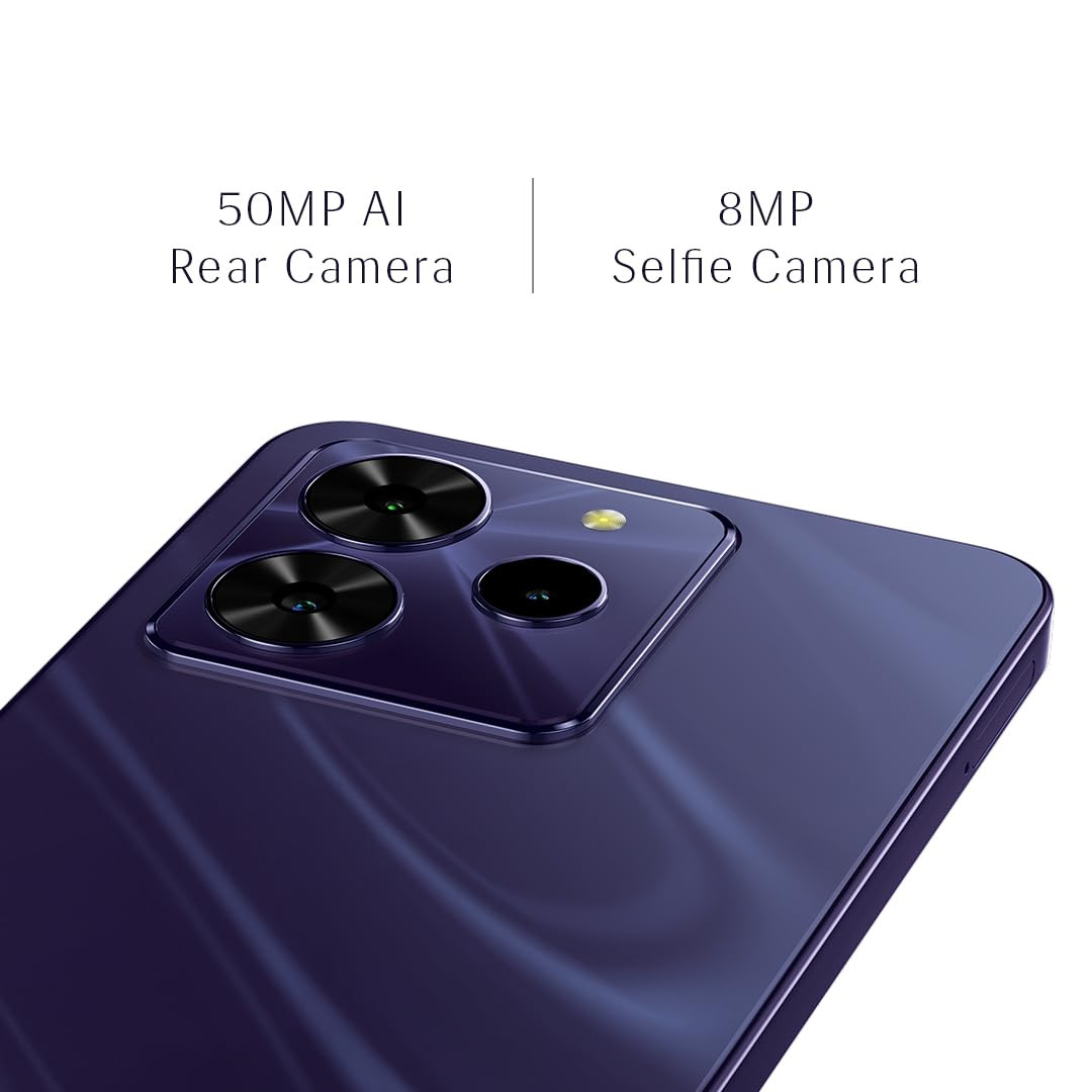 Lava Yuva 4 Glossy Purple 4 GB RAM 128 GB Storage Bigger 656 HD Display  50 MP AI Triple Rear Camera  8 MP Front Camera 5000 mAh Battery  10W Charging  Charger in Box