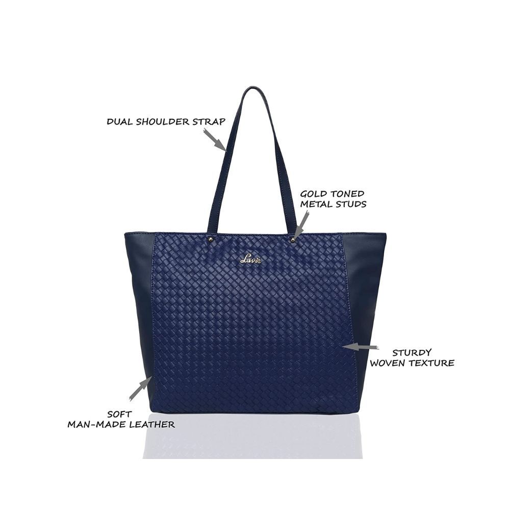 Buy Lavie Tonal Kaley Tote Bag For Women - Navy Blue (L) Online