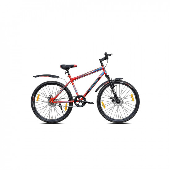 Leader Scout 26T Mountain Bicycle/Bike Without Gear Single Speed with Front Suspension and Dual Disc Brake for Men - Red/Black Ideal for 10+ Years (Frame: 18 Inches)