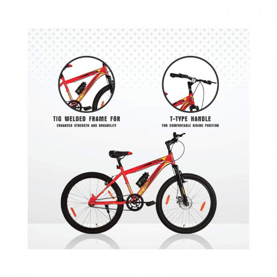 Leader Sniper MTB 24T Mountain Bicycle - Single Speed - Ideal for 9-14 Years - Age 24T Mountain Cycle (Single Speed) (24T, RED/Black)