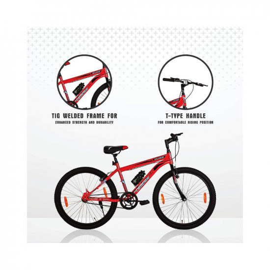 Leader Xplorer MTB 24T Mountain Bicycle - Single Speed - Ideal for 9-14 Years - Age 24T Mountain Cycle (Single Speed) (24T, RED/Black)