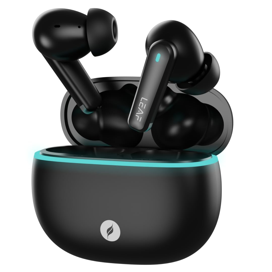 Leaf Buds X121 True Wireless Earbuds AI Sound App 30H Playtime Quad Mic with ENC 50ms Low Latency Fast Charging10min200min 10mm Driver IPX5 Bluetooth v54 TWS Carbon Black