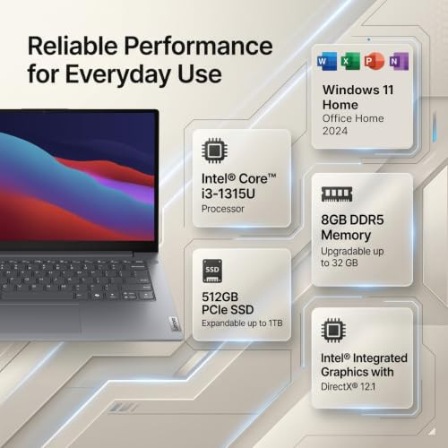 Lenovo V14 Intel Core i3-1315U 8GB RAM 512GB SSD FHD 14 3556cm Windows 11 Home Office 2024 Luna Grey 137Kg 83HDA05HIG 250 Nits 1Y Onsite Warranty Laptop - Image 2