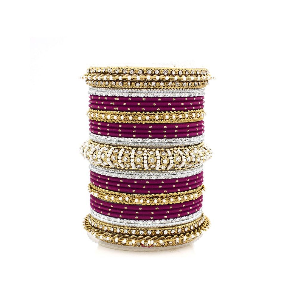 Leshya Beautiful Dotted Bangle And Pearl Bangle Set