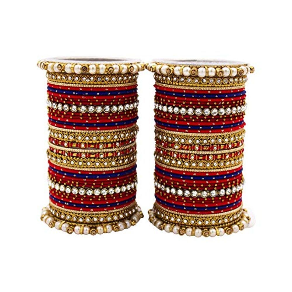 Leshya Metal Base Metal & Stone Bangles Set for Women.