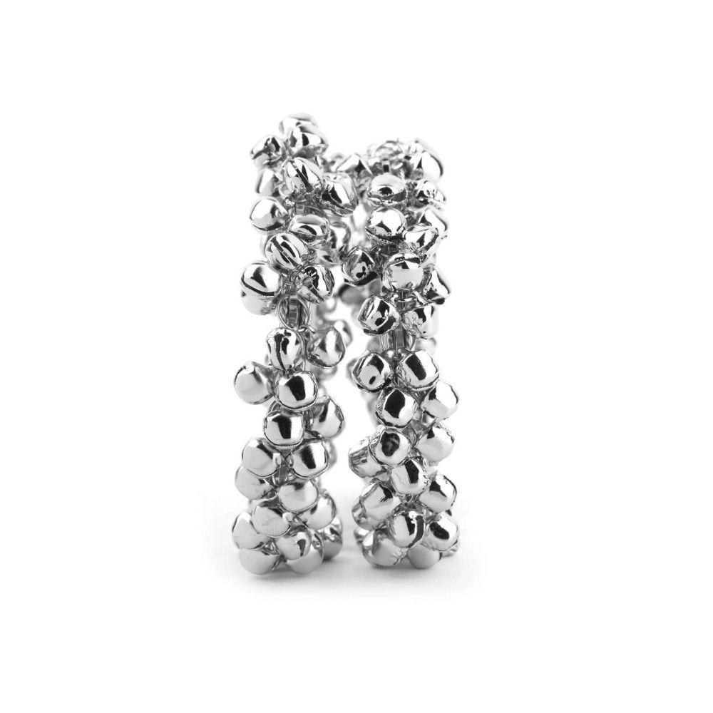 Leshya Set Of 2 Beautiful Bridal Ghungroo Bangles With Small Bells Silver