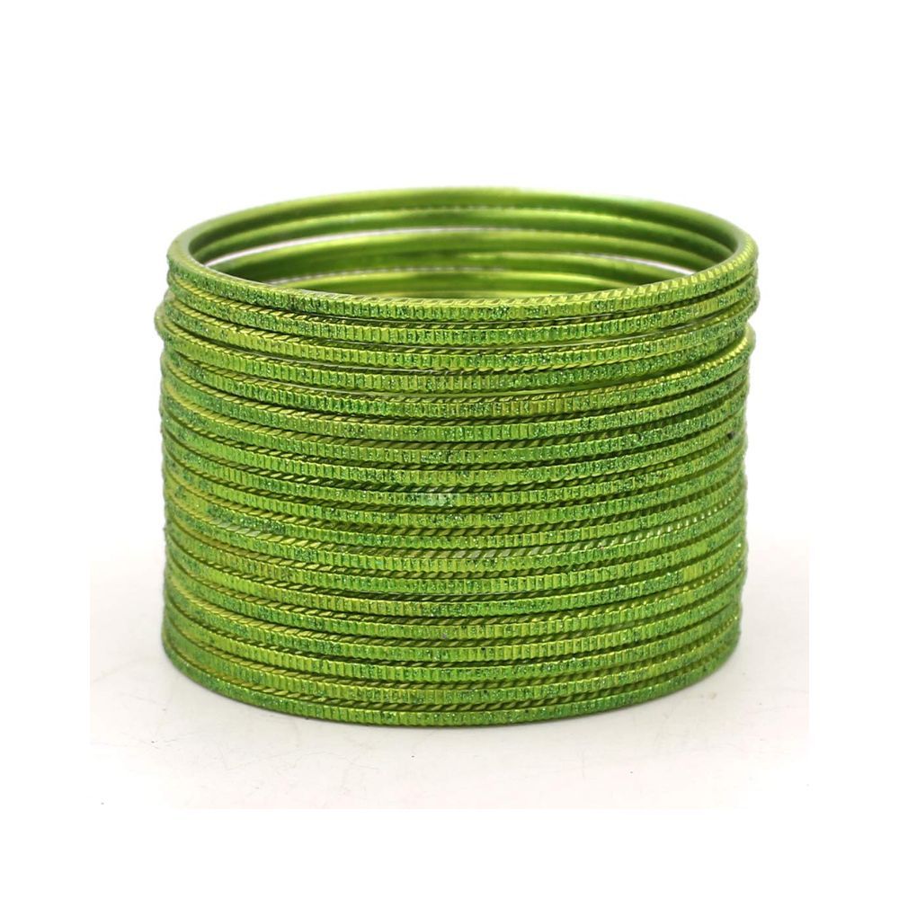Leshya Set of 24 Lehar Glitter Metal Bangles