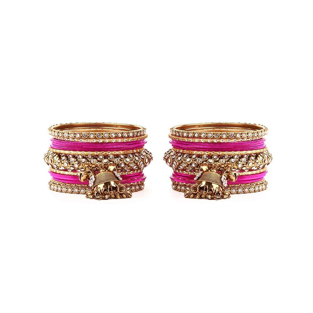 Leshya Traditional Shining Jhumki Bangle Set For Two Hands
