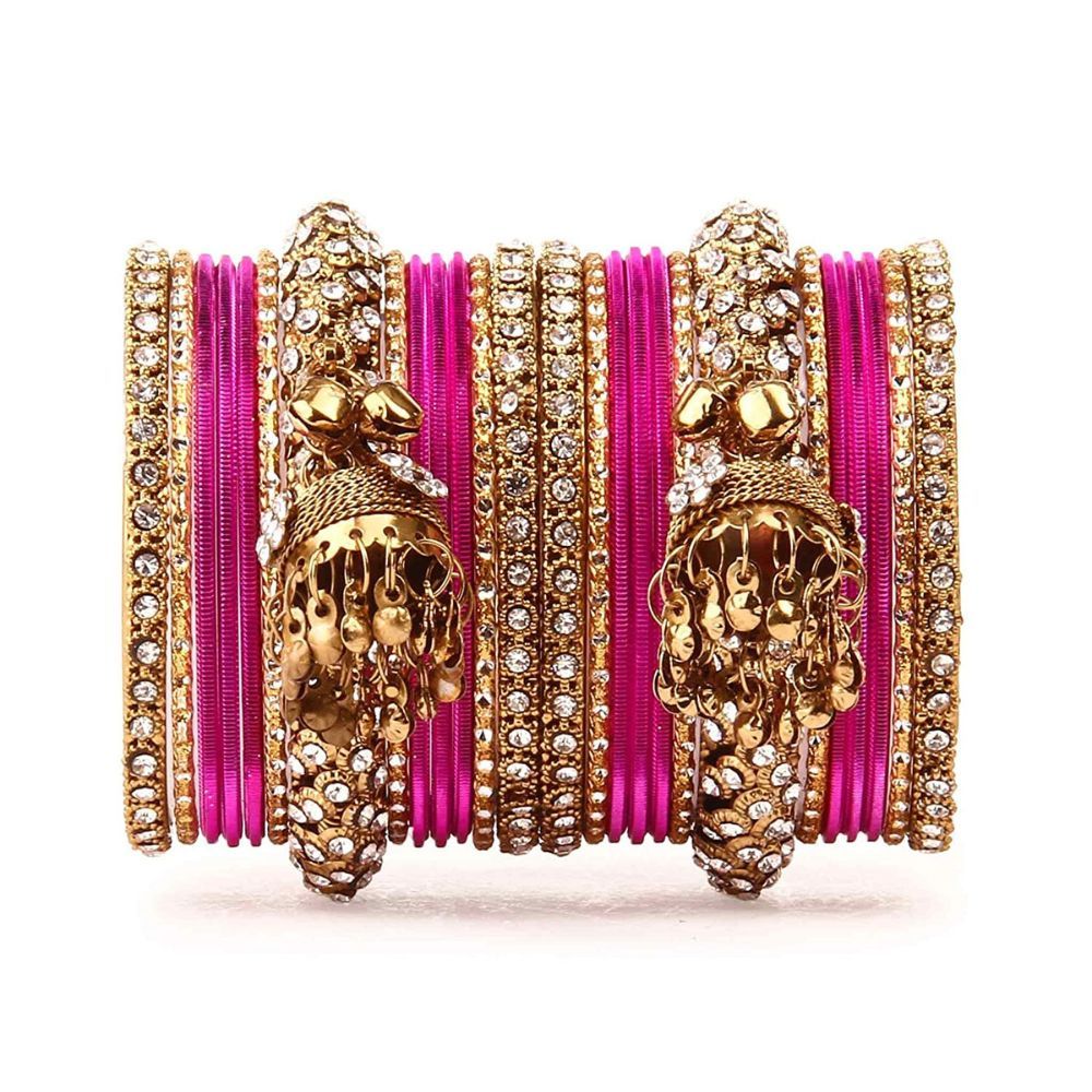 Leshya Traditional Shining Jhumki Bangle Set For Two Hands