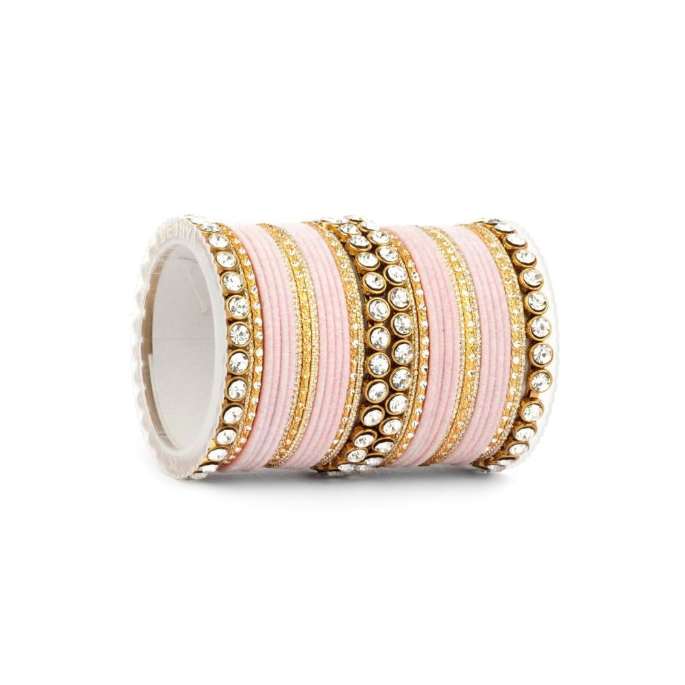 Leshya Traditional Velvet Bangle Set with Stone Kadas for Women