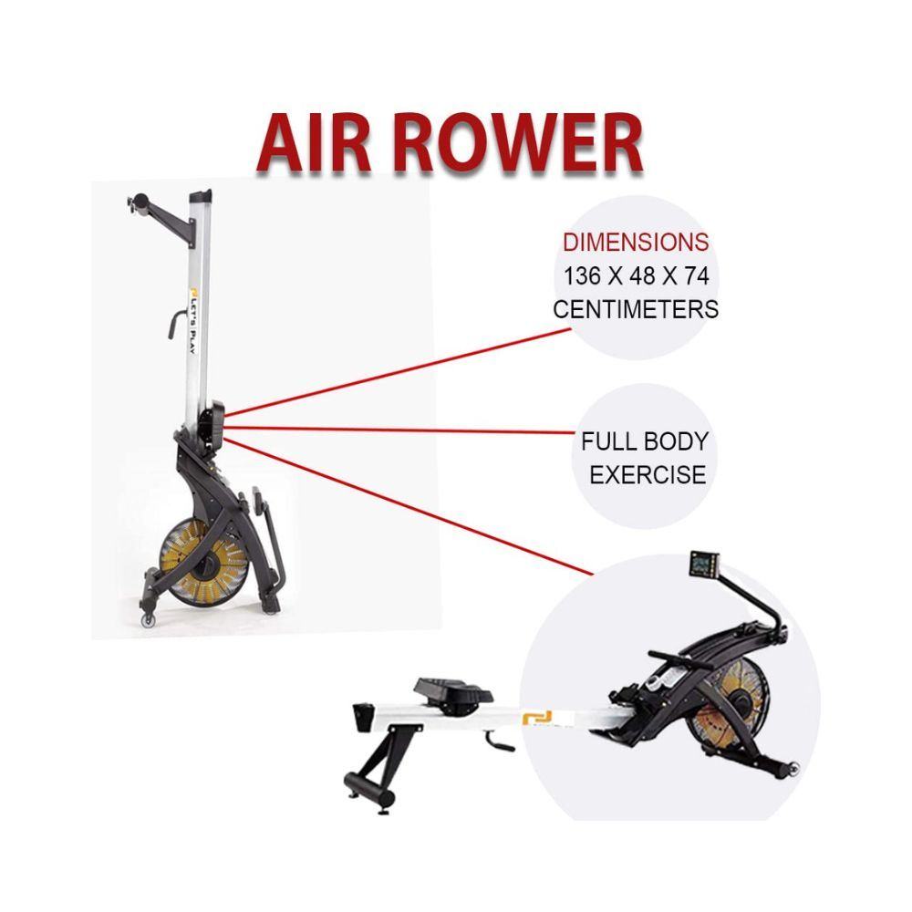 Let's Play LP-AR202970 Imported Air Rower- Rowing Machine for Full Body Exercise