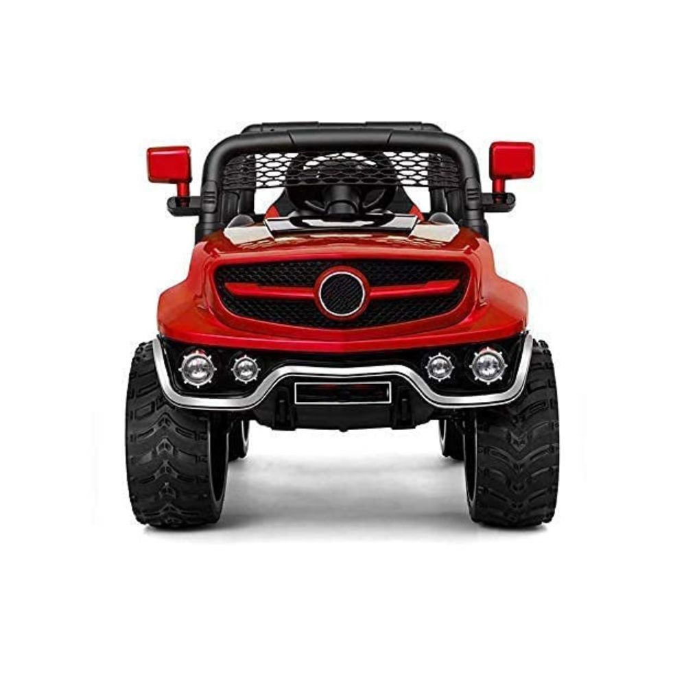 Letzride 12V Electric Rechargeable Battery Operated V8 Biturbo Jeep Car for Kids 1 to 7 Years, Red