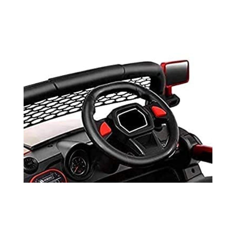 Letzride 12V Electric Rechargeable Battery Operated V8 Biturbo Jeep Car for Kids 1 to 7 Years, Red