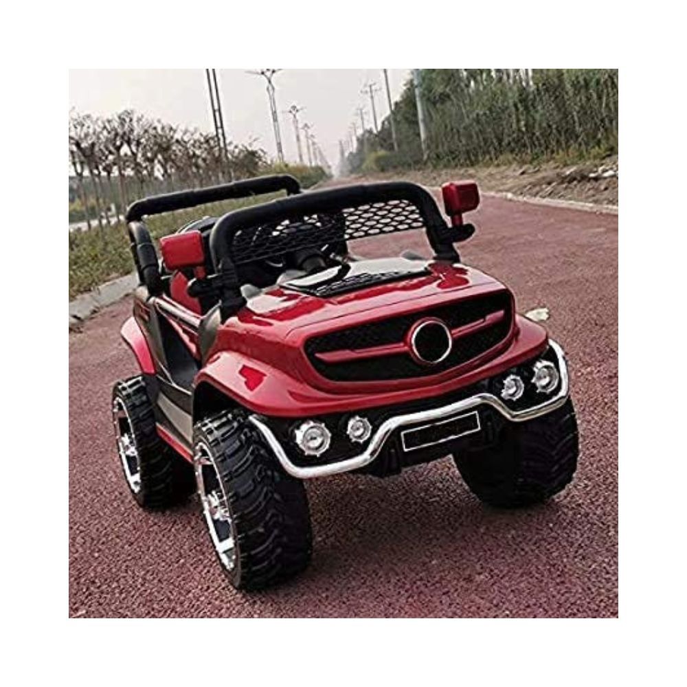 Letzride 12V Electric Rechargeable Battery Operated V8 Biturbo Jeep Car for Kids 1 to 7 Years, Red