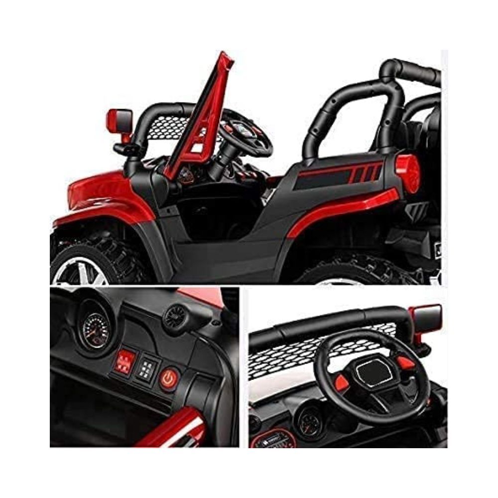 Letzride 12V Electric Rechargeable Battery Operated V8 Biturbo Jeep Car for Kids 1 to 7 Years, Red