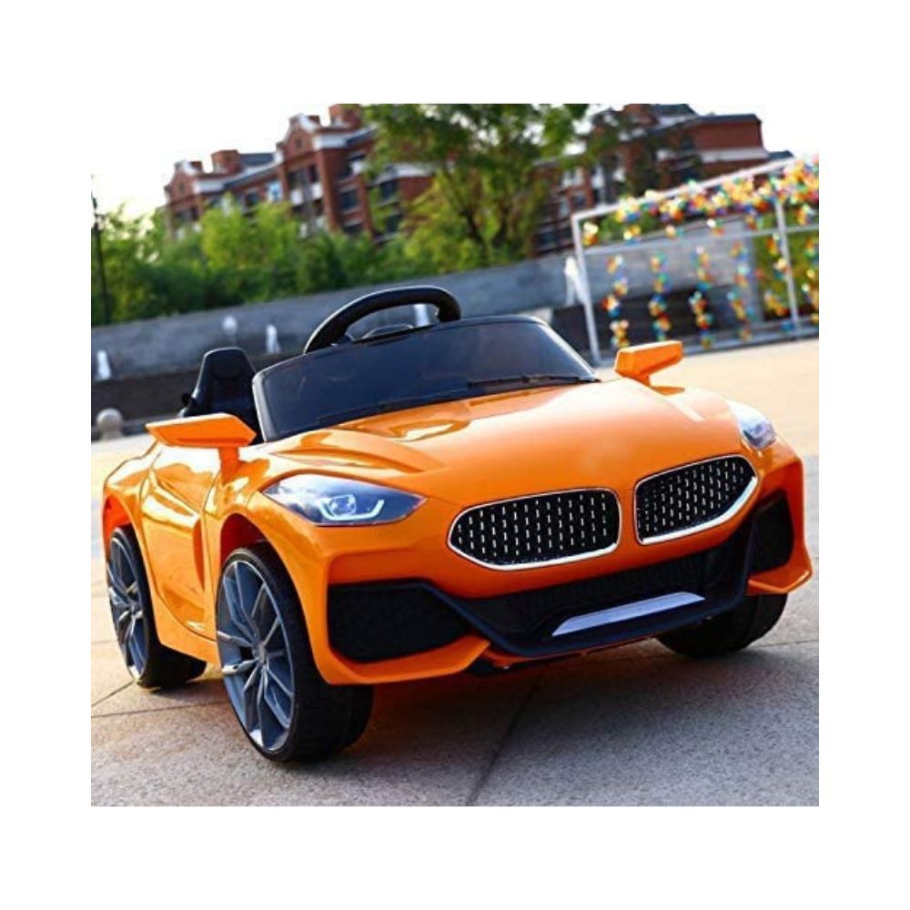 Letzride Electric Ride On Car for Kids with Rechargeable 12V Battery, Music, Lights and Swing -Orange