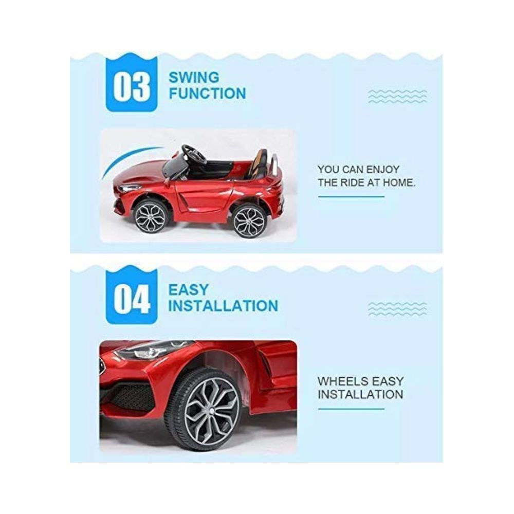 Letzride Electric Ride On Car for Kids with Rechargeable 12V Battery, Music, Lights and Swing -Orange