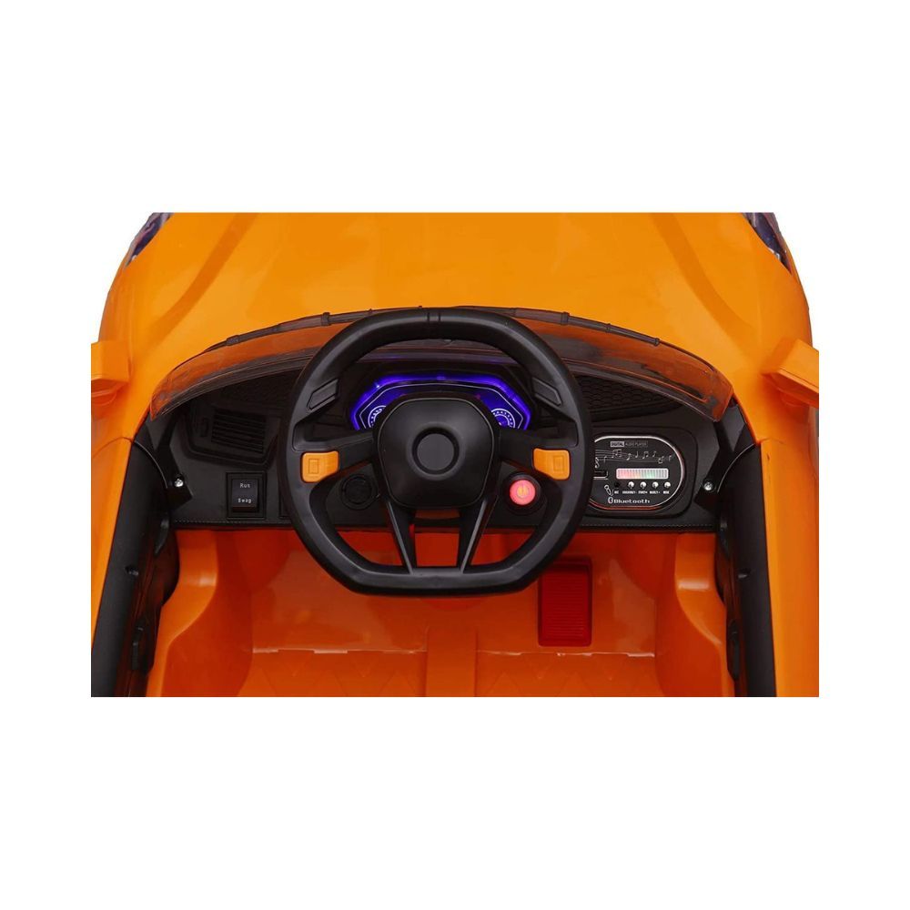 Letzride Electric Ride On Car for Kids with Rechargeable 12V Battery, Music, Lights and Swing -Orange