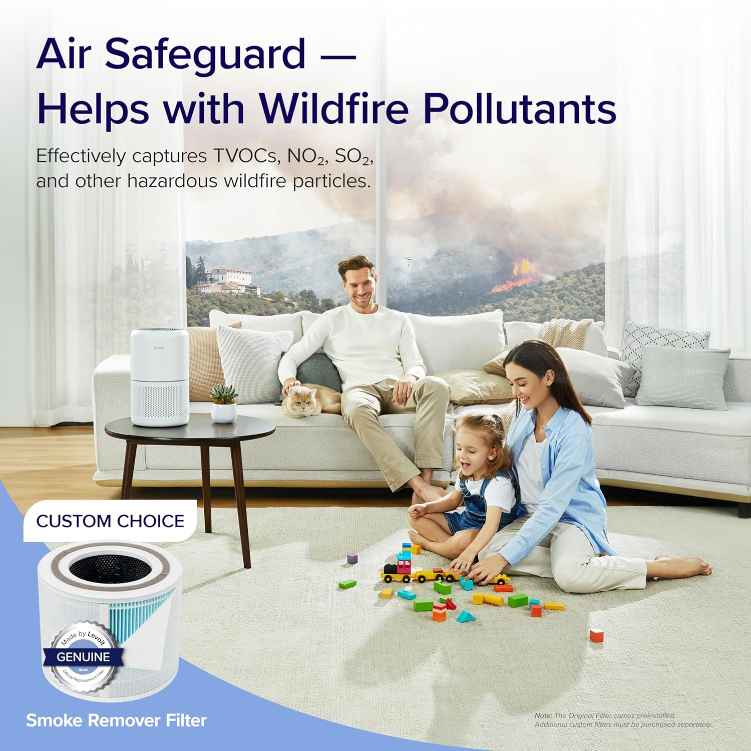LEVOIT Air Purifier for Home Allergies and Pets Hair Smokers in Bedroom H13 True HEPA Filter 24db Filtration System Cleaner Odor Eliminators Remove 9997 Dust Smoke Mold Pollen Core 300 White