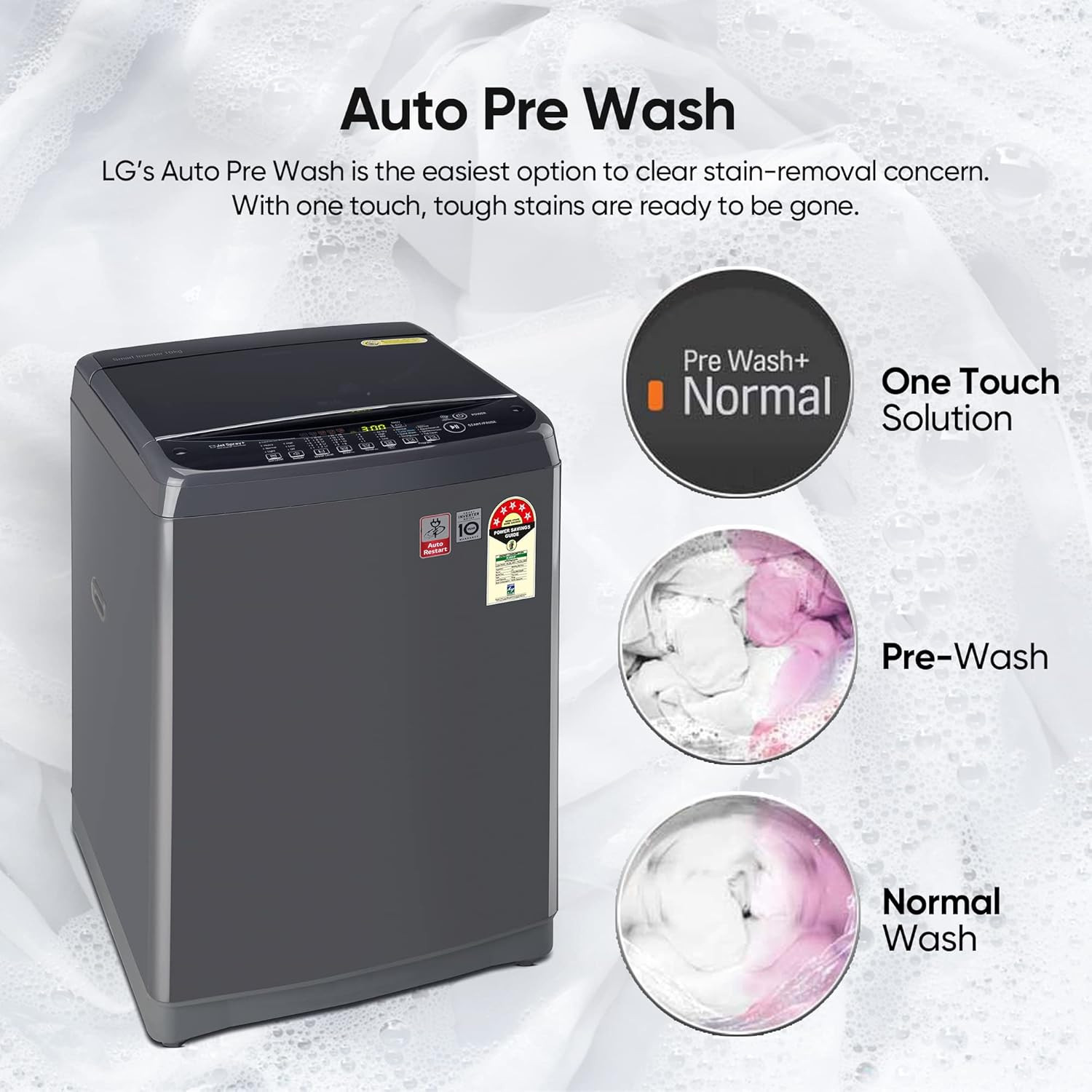 LG 10 Kg 5 Star Inverter Turbo Drum Fully Automatic Top Loading Washing Machine T10SJMB1Z Jet Spray Smart Closing Door Middle Black