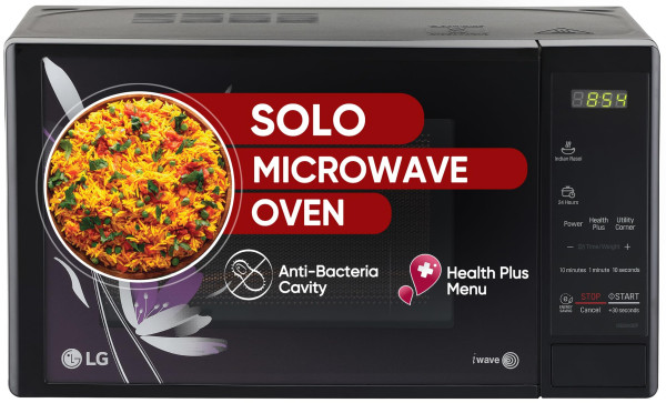 Image of LG 20 L Solo Microwave Oven (MS2043BP, Black, Health plus Menu, I-Wave Technology, Indian Cuisine, Even Reheat &amp; Defrost, Auto Cook Menu, Anti-Bacterial Cavity &amp; Steam Clean)