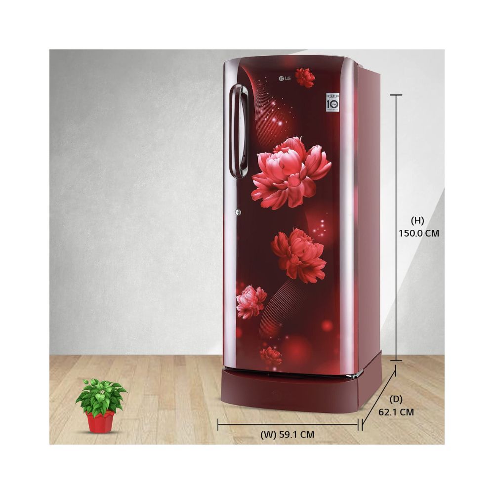 LG 235 L 4 Star Inverter Direct-Cool Single Door Refrigerator (Red)