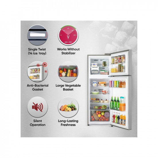 LG 246 L 3 Star Frost-Free Smart Inverter Double Door Refrigerator (‎GL-S262SPZX, Shiny Steel, Convertible, Gross Volume- 263 L)