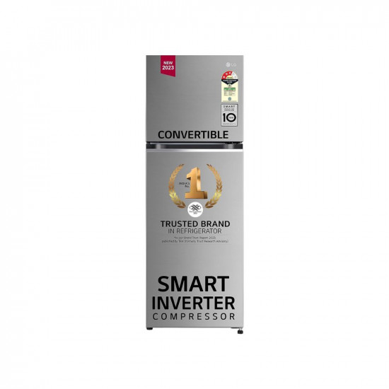 LG 246 L 3 Star Frost-Free Smart Inverter Double Door Refrigerator (‎GL-S262SPZX, Shiny Steel, Convertible, Gross Volume- 263 L)
