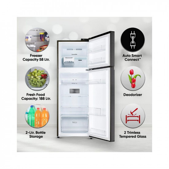 LG 246 L 3 Star Smart Inverter Frost-Free Double Door Refrigerator (2023 Model, GL-S262SESX, Ebony Sheen, Convertible)