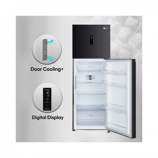 LG 343 L 3 Star Frost-Free Smart Inverter Compressor Wi-Fi Double Door Refrigerator (GL-T382TESX, Ebony Steel, Convertible With Door Cooling+, 2023 Model)