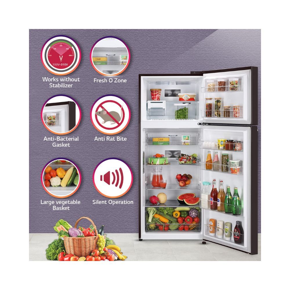 LG 423 L 3 Star Frost-Free Smart Inverter Wi-Fi Double Door Refrigerator(Grey)