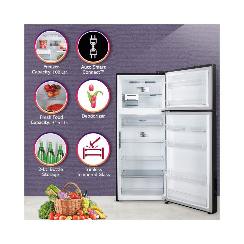 LG 423 L 3 Star Frost-Free Smart Inverter Wi-Fi Double Door Refrigerator(Grey)
