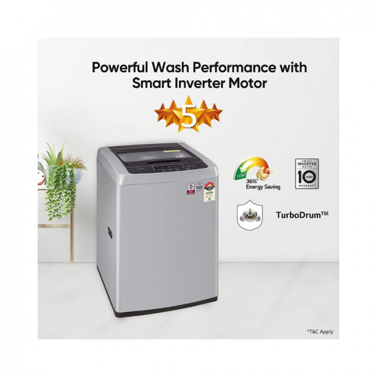 LG 6 5 Kg 5 Star Inverter Turbodrum Fully Automatic Top Loading Washing Machine T65SKSF4Z