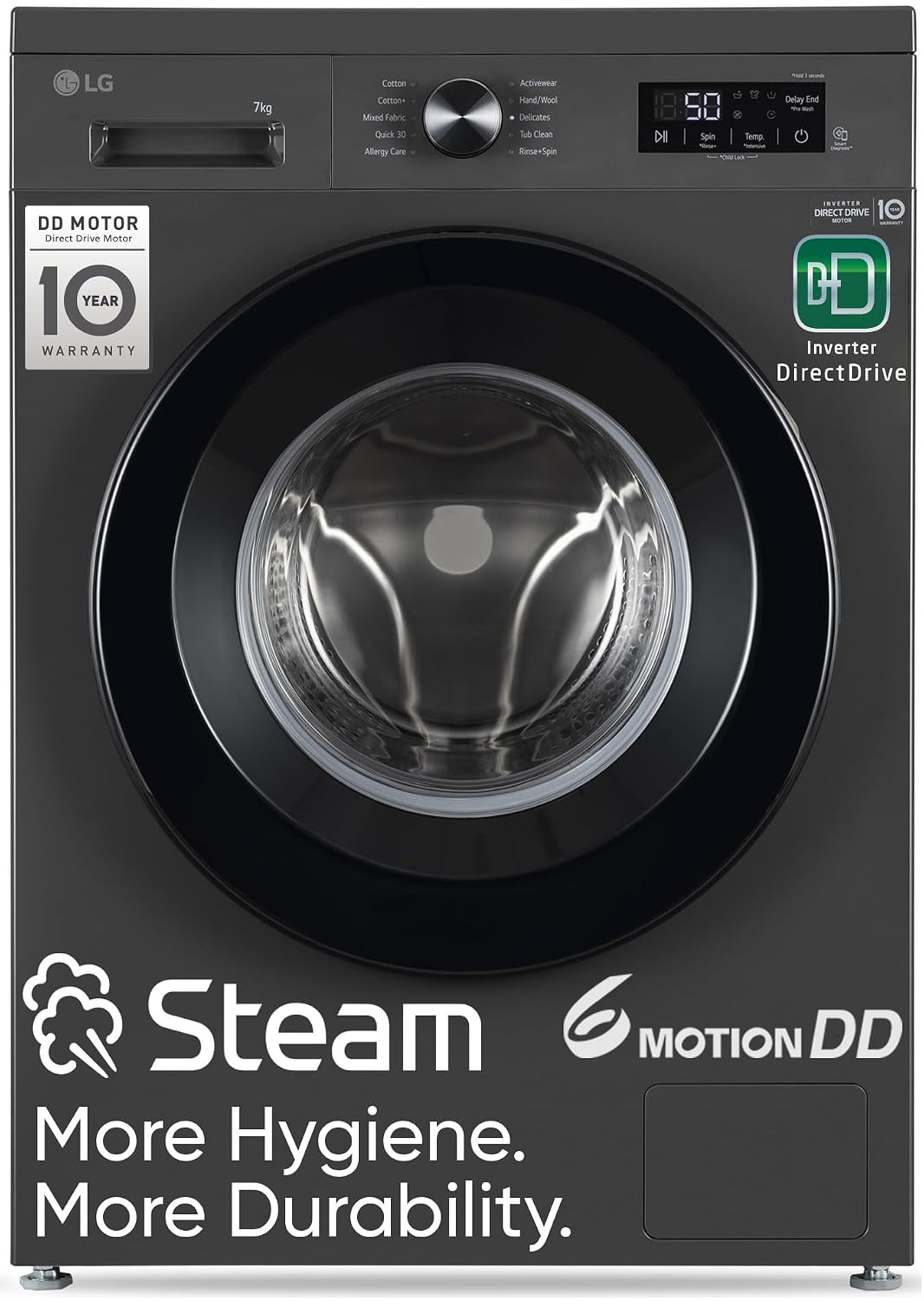 LG 7 kg Fully Automatic Front Load Washing Machine FHB1207Z2M Middle Black