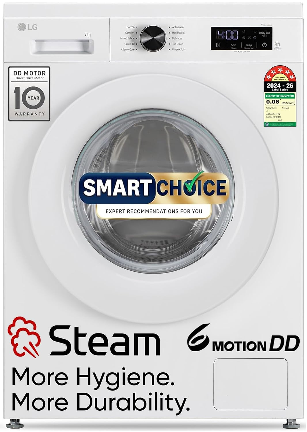 LG 7 kg Fully Automatic Front Load Washing Machine FHB1207Z2W Essence White