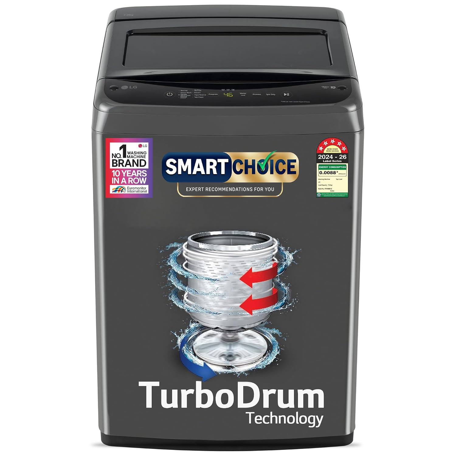 LG 7 kg Fully Automatic Top Load Washing Machine T70VBMB1Z Middle Black