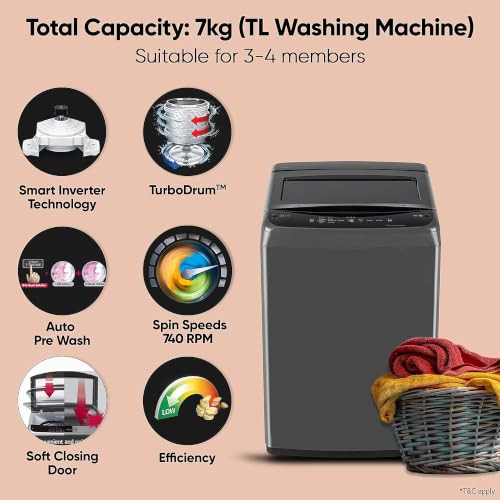 LG 7 kg Fully Automatic Top Load Washing Machine T70VBMB1Z Middle Black - product image 2