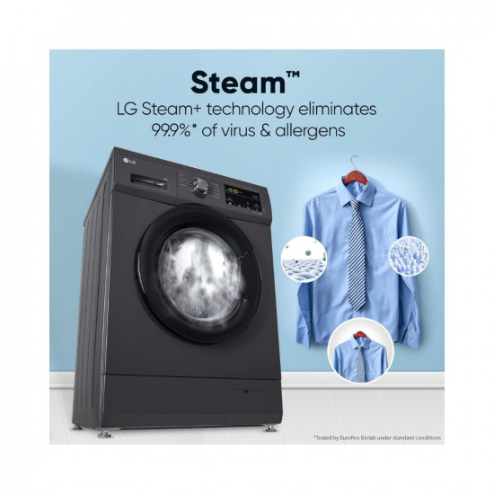 LG 8 Kg 5 Star Inverter Direct Drive Touch Panel Fully Automatic Front Load Washing Machine (FHM1408BDM, Steam for Hygiene, In-Built Heater, 6 Motion DD, Middle Black)