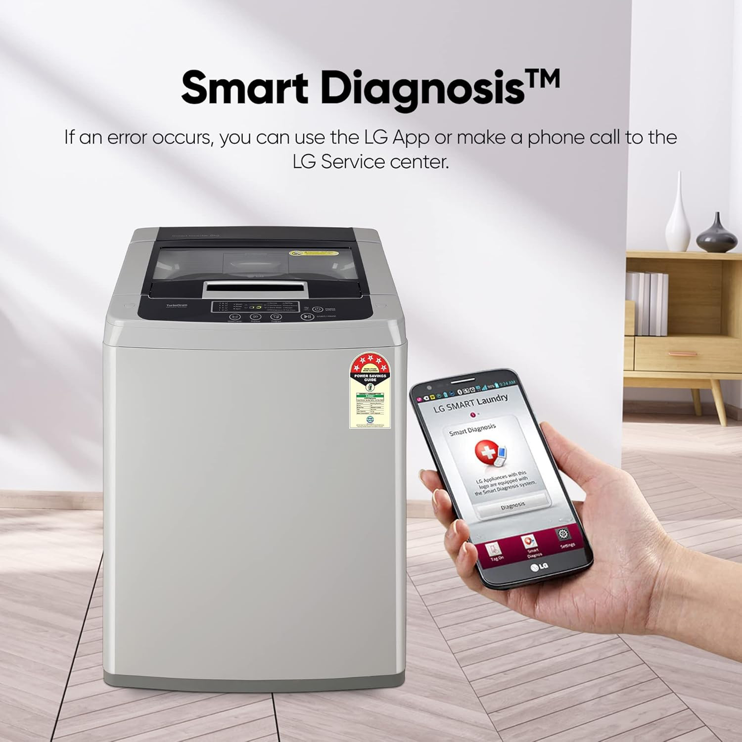 LG 8 Kg 5 Star Smart Inverter Technology TurboDrum Fully Automatic Top Loading Washing Machine T80SKSF1Z Smart Diagnosis Digital Display Middle Free Silver