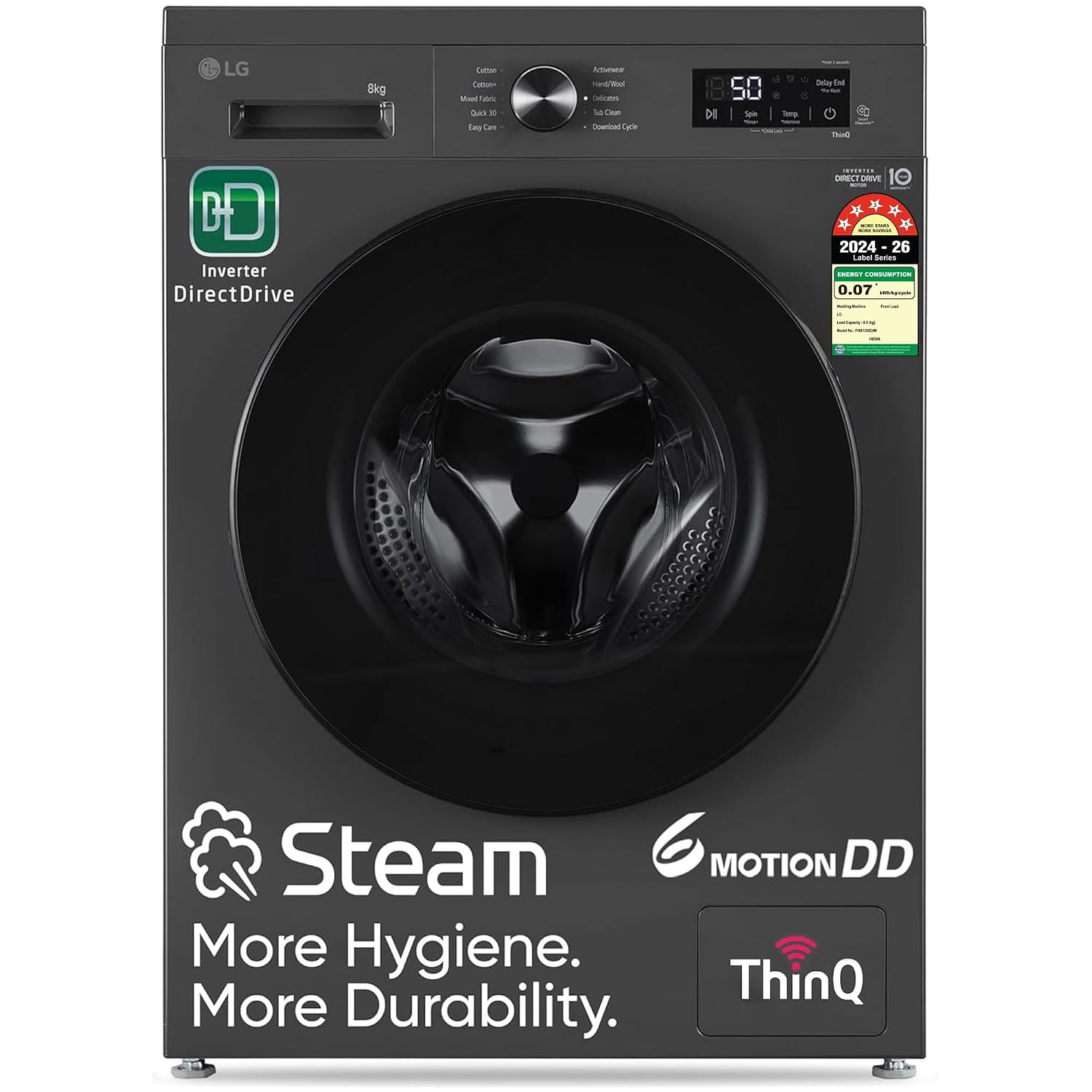 LG 8 kg Fully Automatic Front Load Washing Machine FHB1208Z4M Middle Black