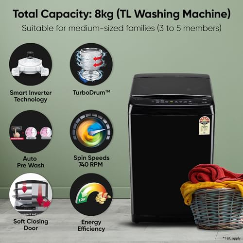 LG 8 kg Fully Automatic Top Load Washing Machine T80V4OB1S Onyx Black - product image 3