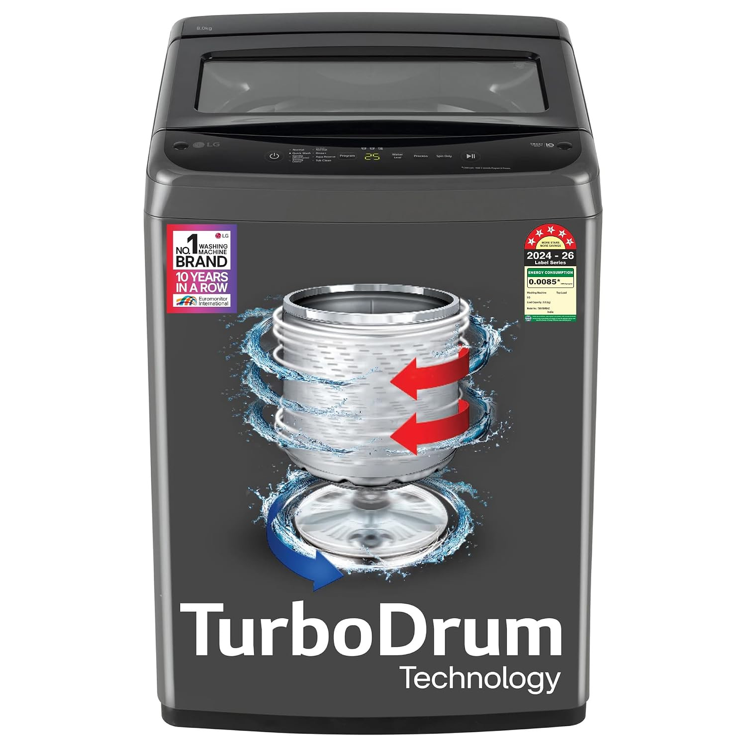 LG 8 kg Fully Automatic Top Load Washing Machine T80VBMB4Z Middle Black
