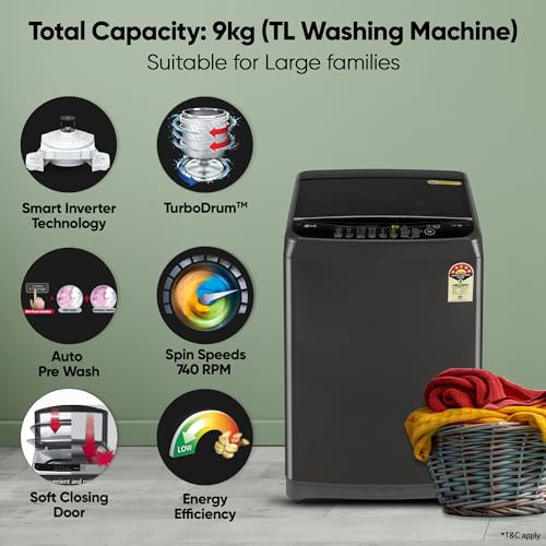 LG 9 kg Fully Automatic Top Load Washing Machine T90AJMB1Z Middle Black - product image 2