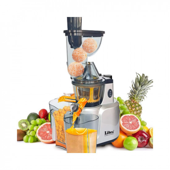 Libra Cold Pressed Slow Juicer Machine | 48 RPM slow pressed juicer |240 Watts Powerful Motor for All Fruits and Vegetables | Free Recipe Book(Silver)