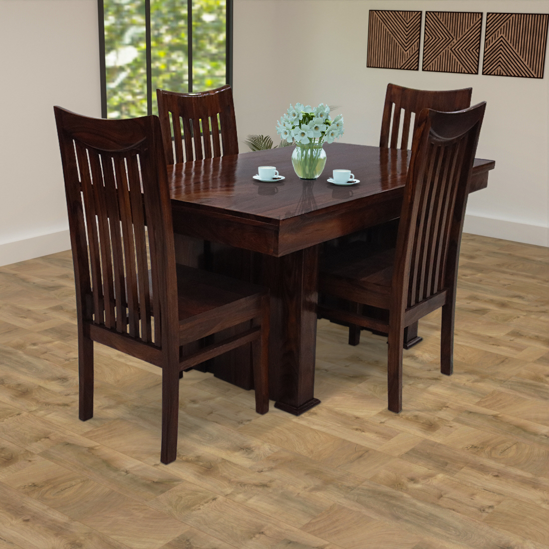Aaram by zebrs Sheesham Wood 6 Seater Dining Table  6 Chairs Furniture