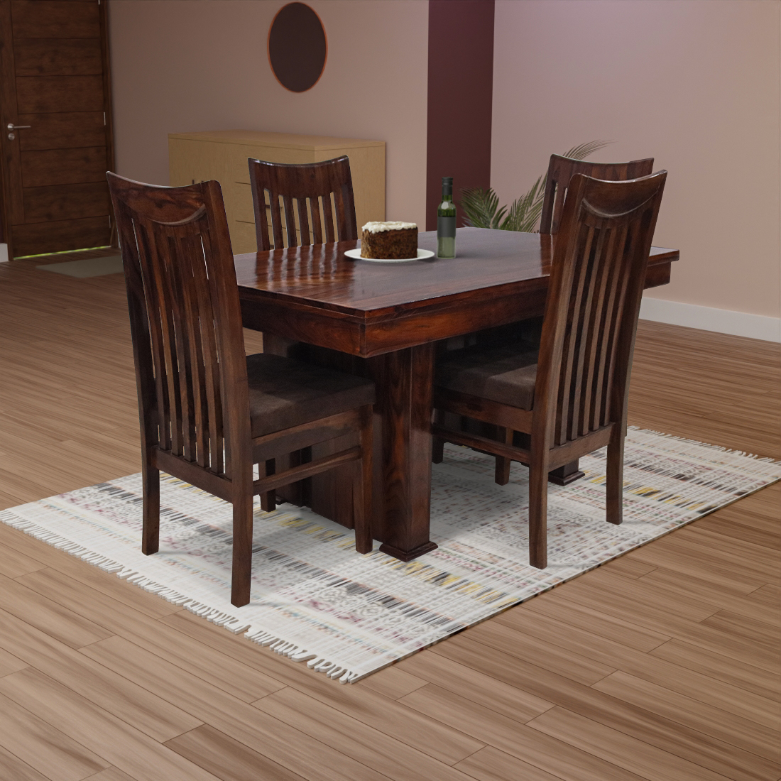 AARAM Wood Furniture Sheesham Wood Dining Table 4  Seater
