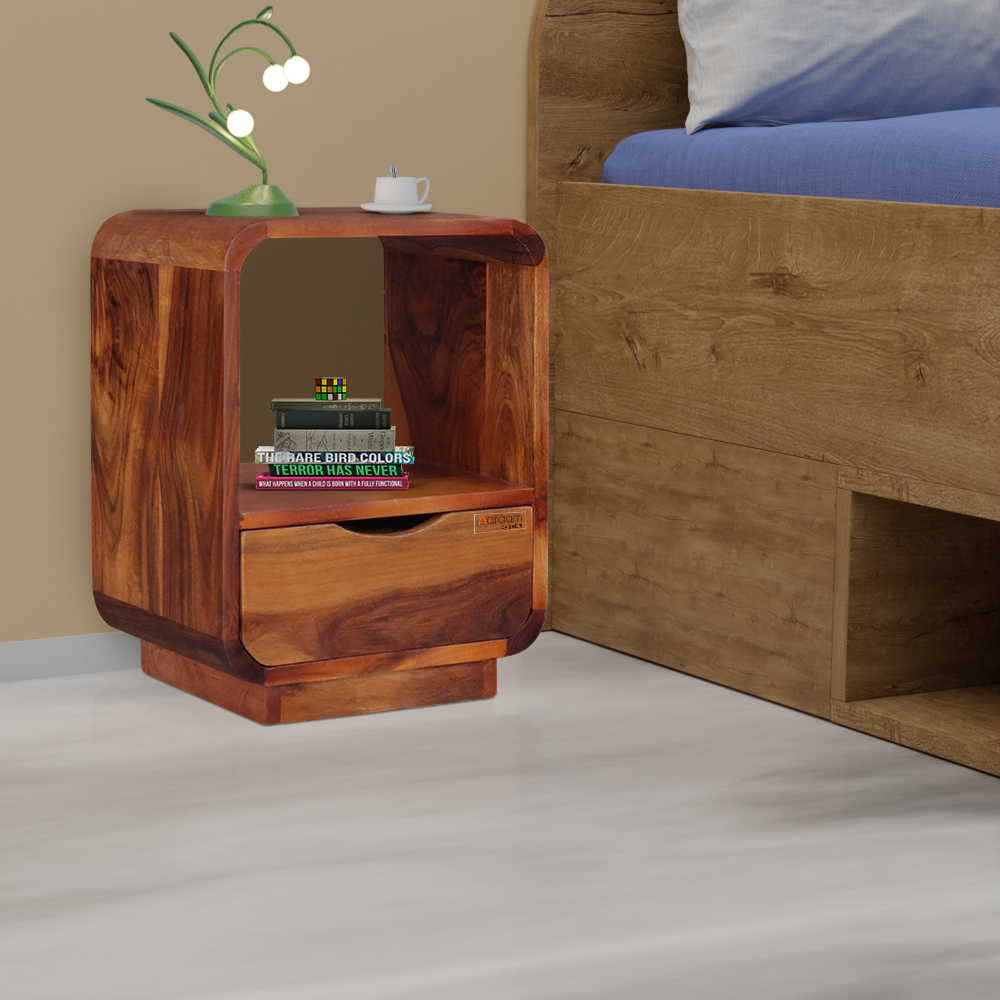 Aaram By Zebrs Sheesham Wood Capsule Bed Side Table
