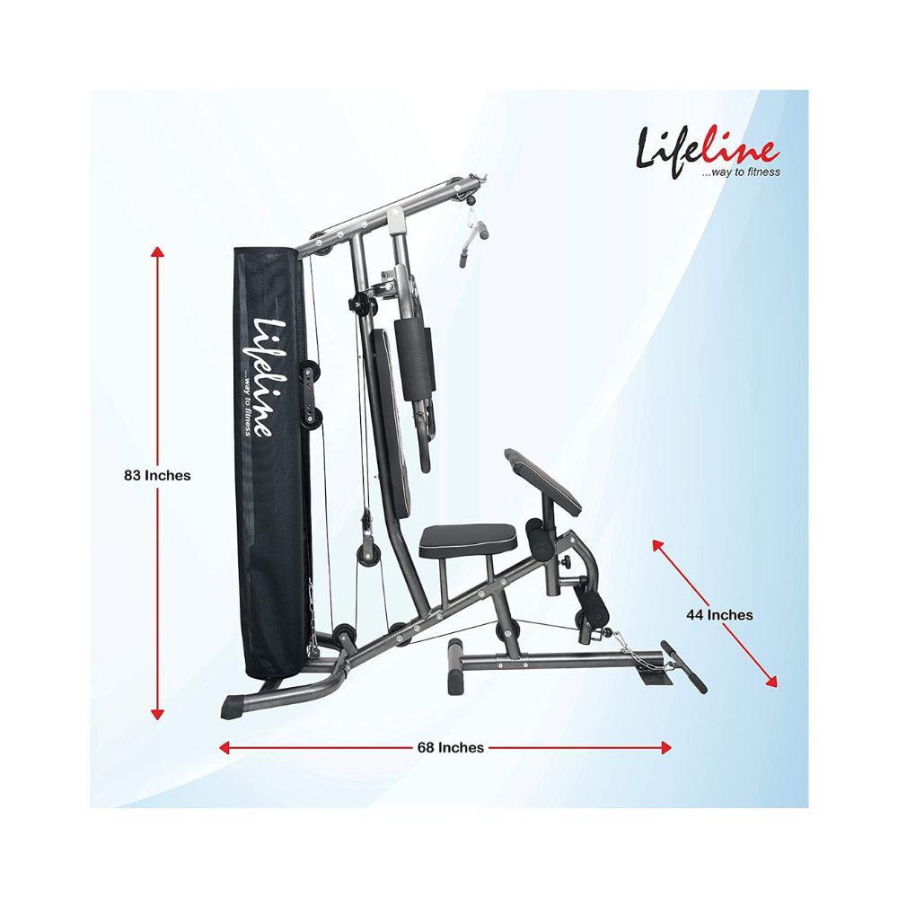 Lifeline HG-005 Home Gym with 72kg Weight Stack & Preacher Bench Attachment for Multiple Muscle Workout